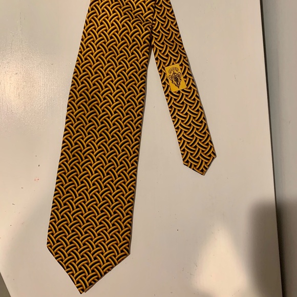 Men’s gold and navy blue  tie - Picture 1 of 3